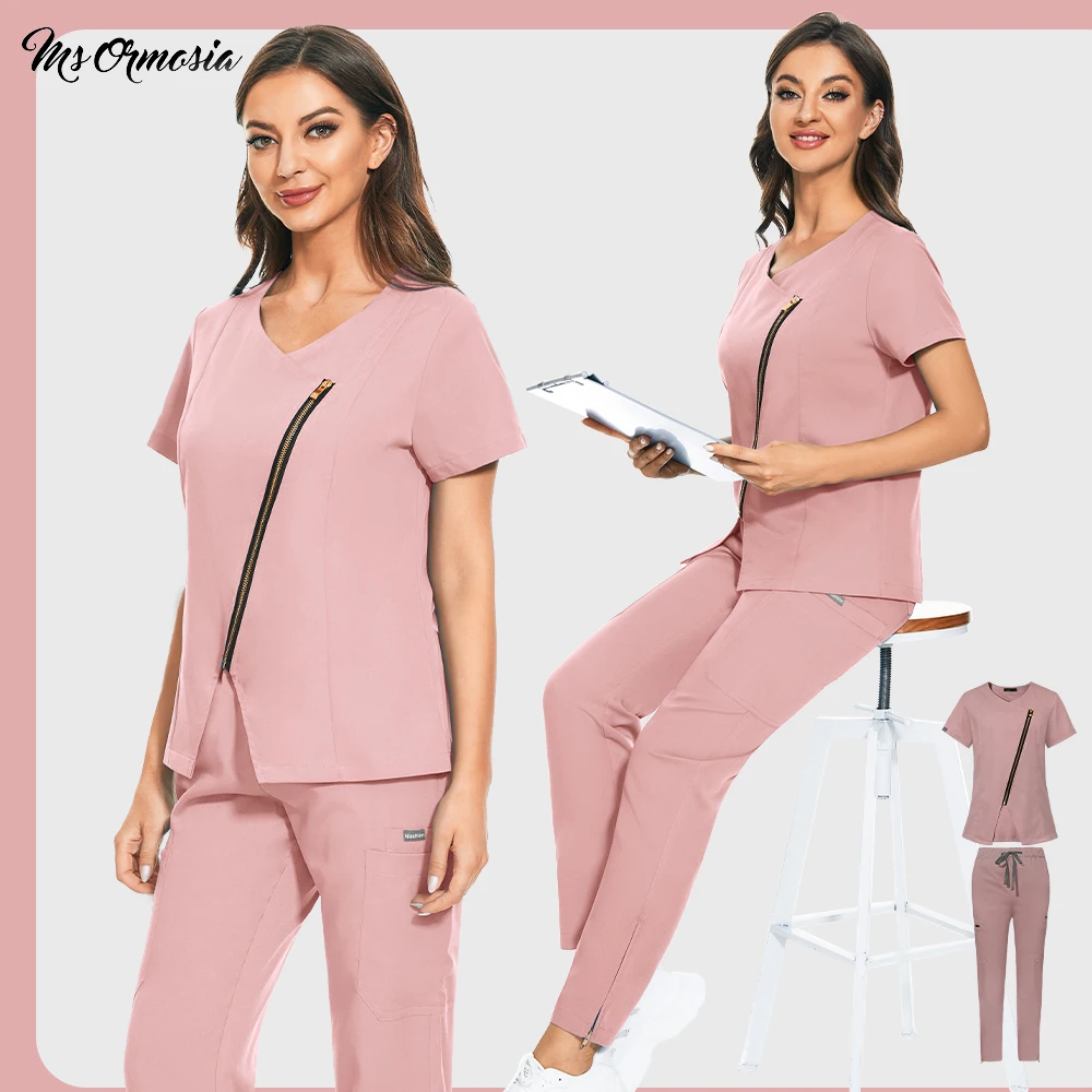 Pink Medical Nurse Uniform Women Short Sleeve Scrub Tops Blouse Pockets Bottoms Pants Oversized Overalls Doctor Uniforme Clinico
Pink Medical Nurse Uniform Women Short Sleeve Scrub Tops Blouse Pockets Bottoms Pants Oversized Overalls Doctor Uniforme Clinico