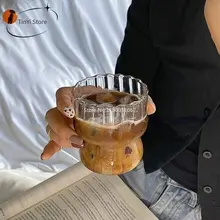 6/4/2/1Pcs Vertical Stripe Coffee Mug Heat-Resistant Glass Water Cups Transparent Tea Mug Cup for Drinking Milk Beertea Juice