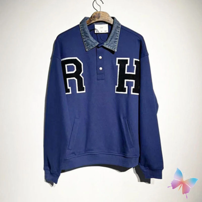 High Street 22SS RHUDE POLO Shirt American Retro Loose Towel Embroidered Pullover Denim Collar Stitching Rhude Sweatshirts
High Street 22SS RHUDE POLO Shirt American Retro Loose Towel Embroidered Pullover Denim Collar Stitching Rhude Sweatshirts