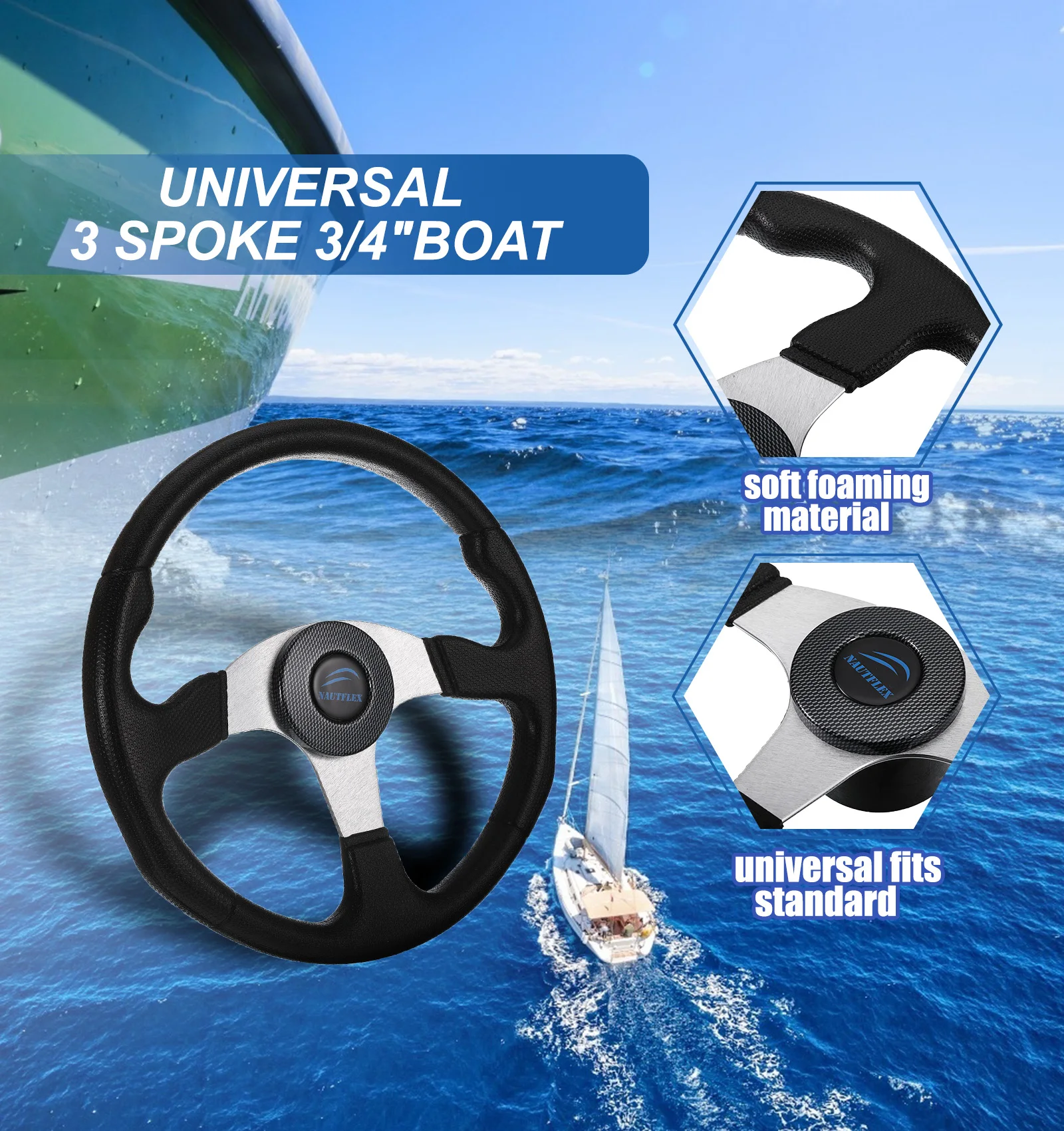 Boat Steering Wheel 340mm Pontoon Steamship Helm Center Console Removable Sailboat Steer System Replacement Part
Boat Steering Wheel 340mm Pontoon Steamship Helm Center Console Removable Sailboat Steer System Replacement Part