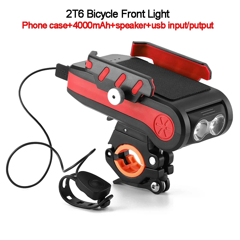 Bike Front Light Bicycle MTB Flashlight Cycling Headlight 4400mah T6 USB Output Speaker LED Lamp Luz Bicicleta Riding Accessorie
Bike Front Light Bicycle MTB Flashlight Cycling Headlight 4400mah T6 USB Output Speaker LED Lamp Luz Bicicleta Riding Accessorie