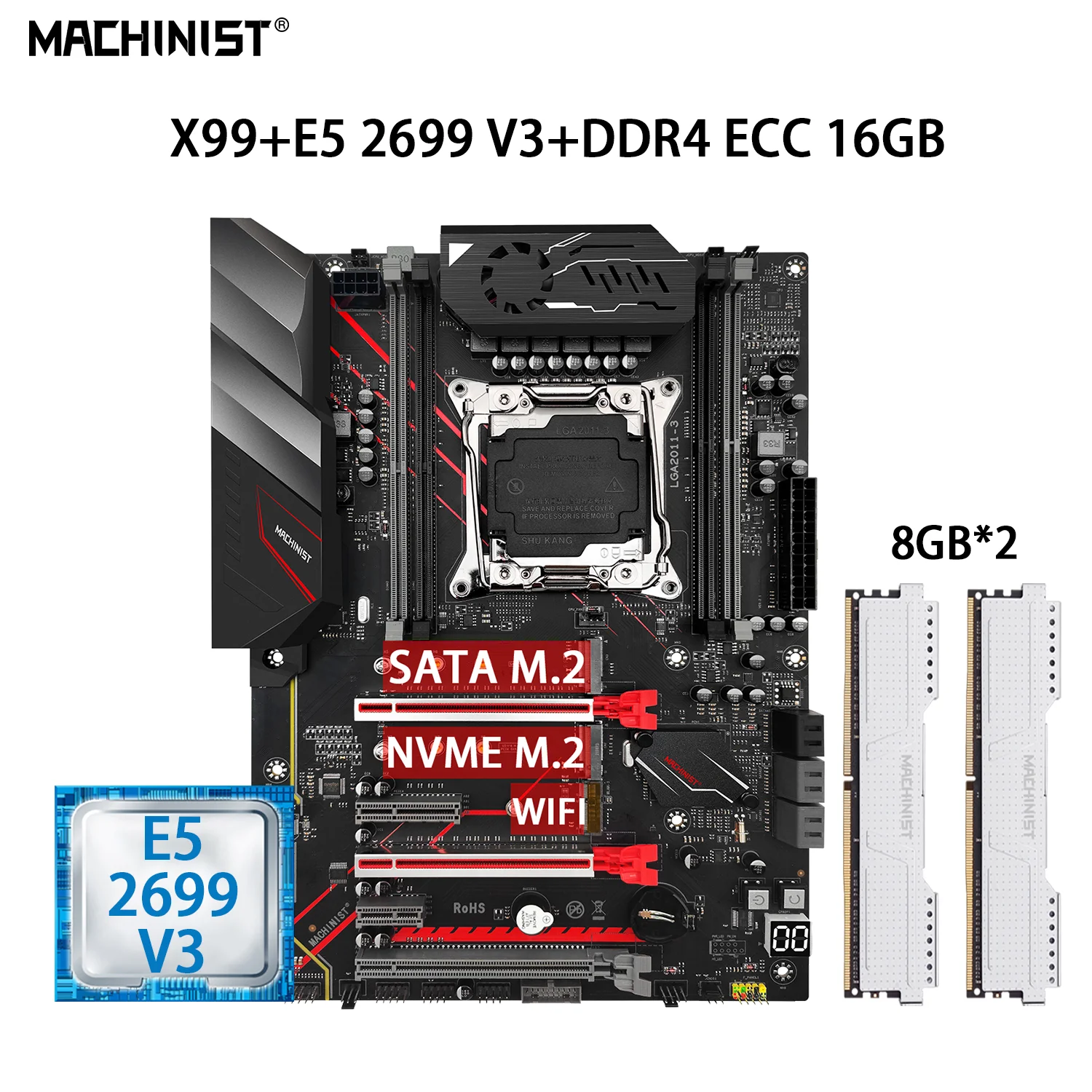 MACHINIST X99 Motherboard Set Kit LGA 2011-3 Xeon E5 2699 V3 Processor CPU DDR4 RAM Memory 2*8GB=16GB ECC NVME M.2 X99 MR9A PRO
MACHINIST X99 Motherboard Set Kit LGA 2011-3 Xeon E5 2699 V3 Processor CPU DDR4 RAM Memory 2*8GB=16GB ECC NVME M.2 X99 MR9A PRO