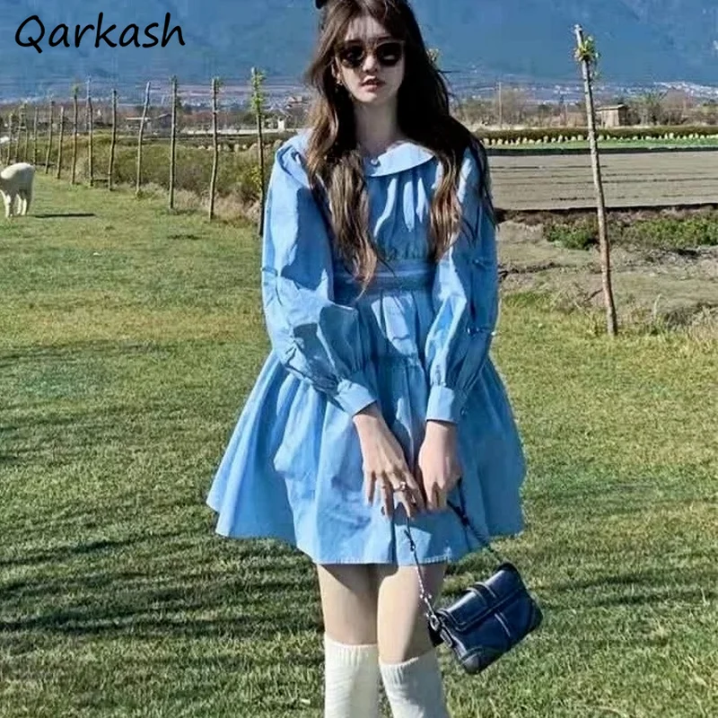 Dresses Women Korean Style Blue Sweetie Elegant Autumn Comfortable Fashion Harajuku Leisure All-match Streetwear Simple New Ins
Dresses Women Korean Style Blue Sweetie Elegant Autumn Comfortable Fashion Harajuku Leisure All-match Streetwear Simple New Ins
