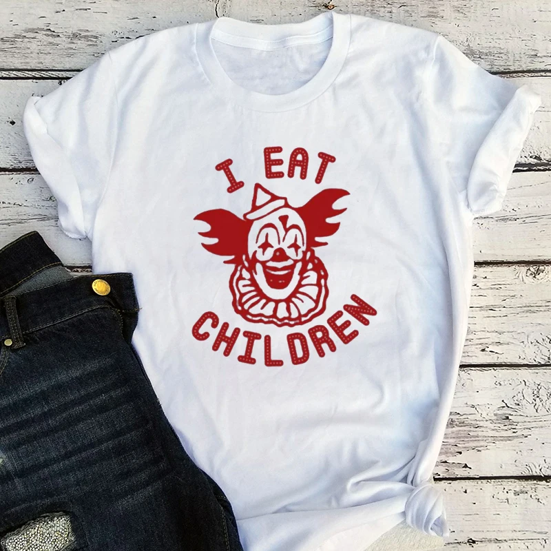 Scary Clown Tshirt Funny Halloween Tee The Horror Movie Shirt Funny Weird Tees I Eat Children Vintage Clothe Graphic for Women
Scary Clown Tshirt Funny Halloween Tee The Horror Movie Shirt Funny Weird Tees I Eat Children Vintage Clothe Graphic for Women