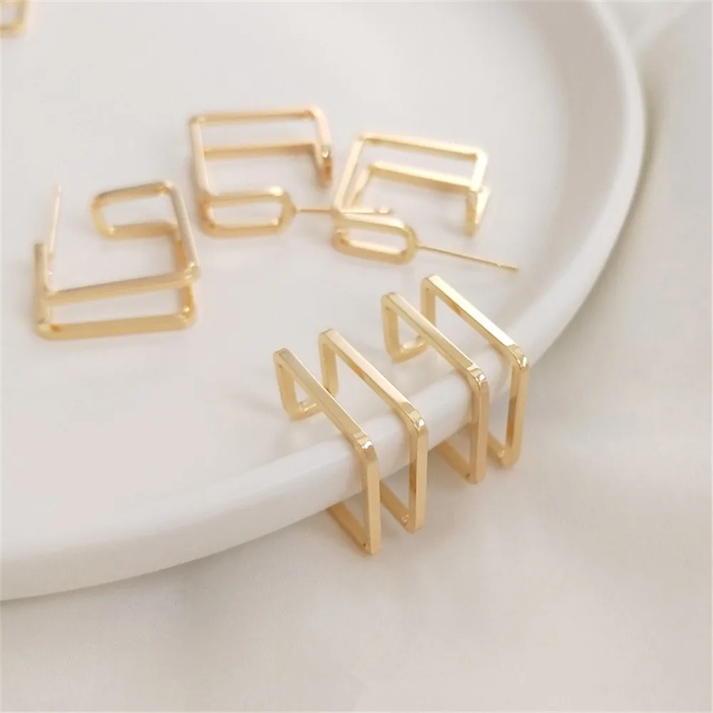 Geometric square double earrings 925 silver needle earrings simple trendy Korean Internet celebrity earrings 14K gold color
Geometric square double earrings 925 silver needle earrings simple trendy Korean Internet celebrity earrings 14K gold color