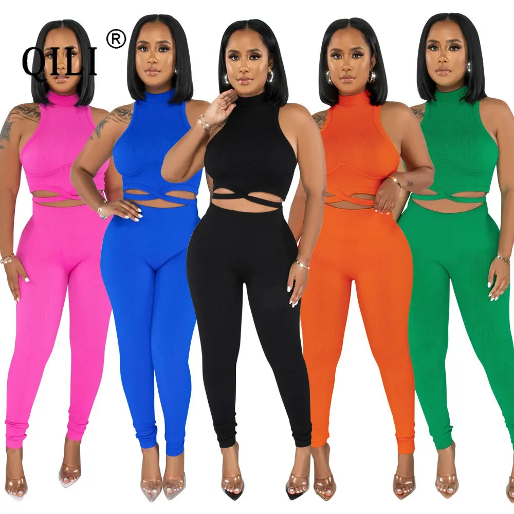 QILI 2023 Summer Women Solid Color Sleeveless Short Top Slim Pencil Pants Casual Two-piece Female Pant Sets
QILI 2023 Summer Women Solid Color Sleeveless Short Top Slim Pencil Pants Casual Two-piece Female Pant Sets