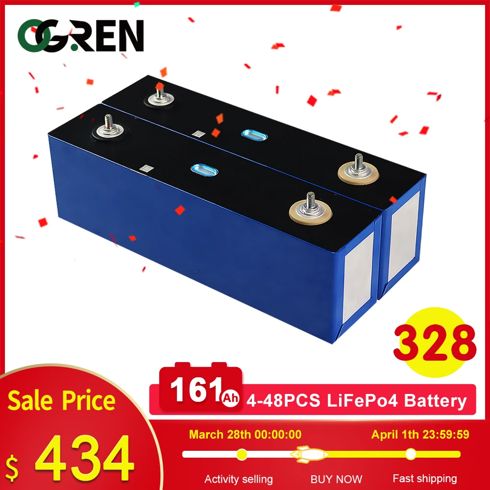 NEW 4-48PCS 3.2V Lifepo4 161AH Cell BRAND 12V 24V 36V 48V Grade A DIY Rechargeable Battery Pack EU US Tax Free With Busbars
NEW 4-48PCS 3.2V Lifepo4 161AH Cell BRAND 12V 24V 36V 48V Grade A DIY Rechargeable Battery Pack EU US Tax Free With Busbars