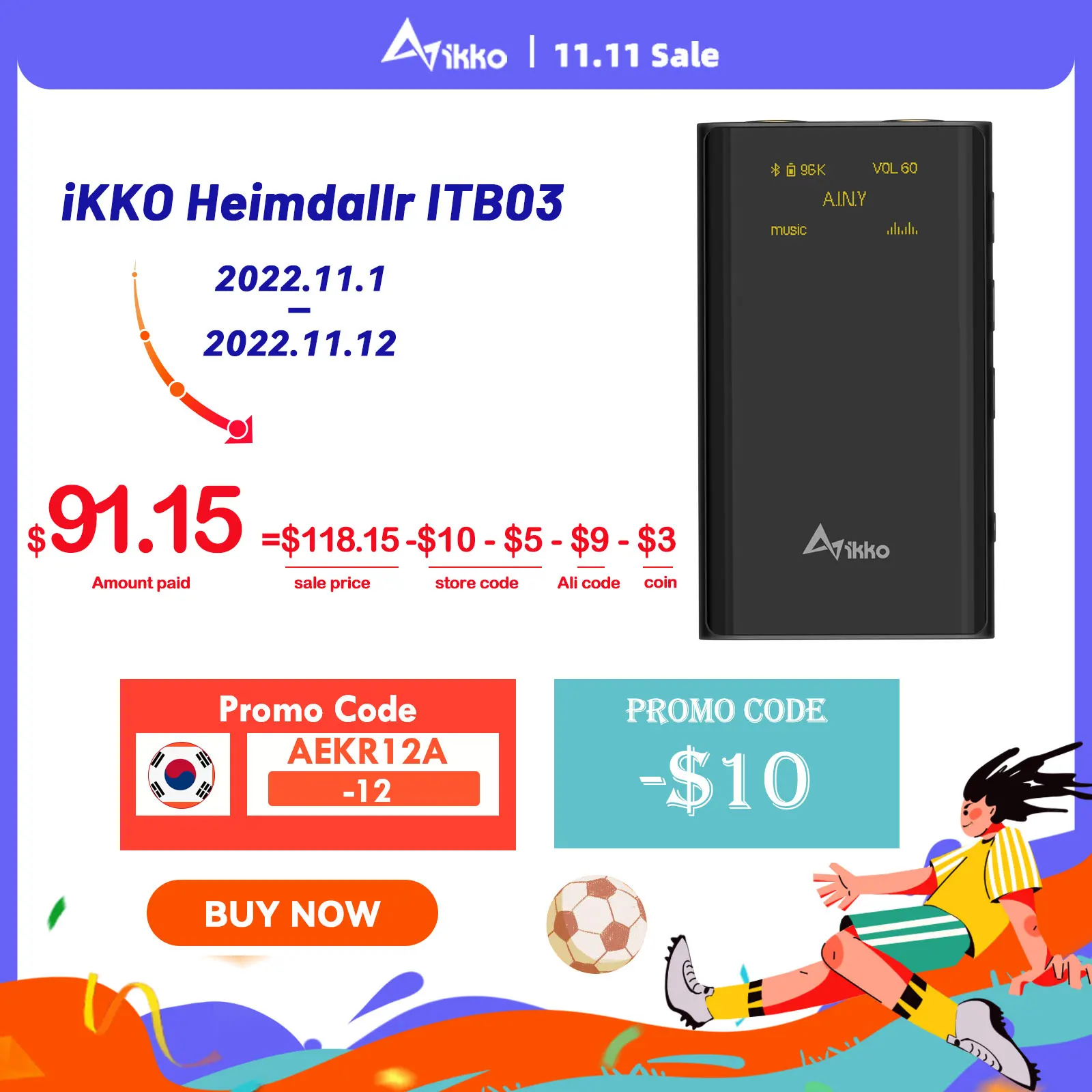 iKKO ITB03 Bluetooth 5.0 Headphone Amplifier Dac AK4377 Audio Hifi AMP Support NFC Receiver LDAC/AAC/SBC/APTX with 3.5mm/4.4 mm
iKKO ITB03 Bluetooth 5.0 Headphone Amplifier Dac AK4377 Audio Hifi AMP Support NFC Receiver LDAC/AAC/SBC/APTX with 3.5mm/4.4 mm