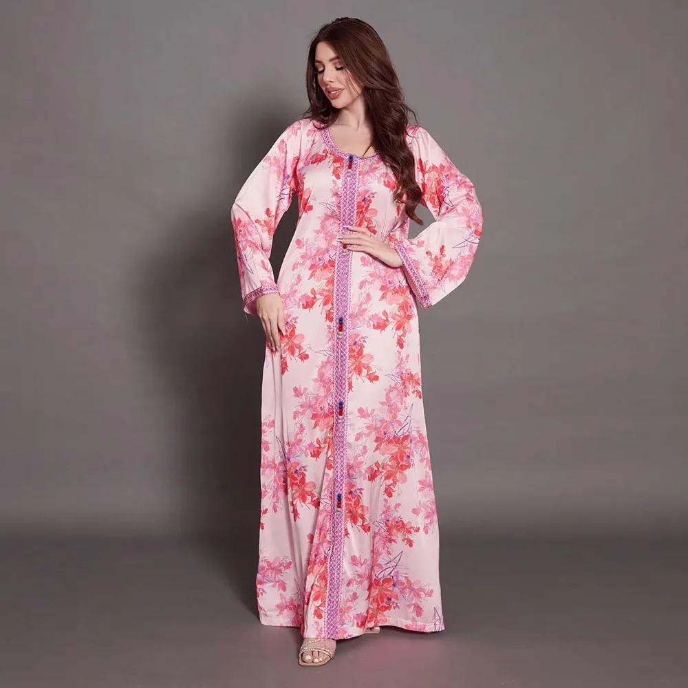 Floral Print Long Sleeved Autumn Muslim Long Dress Arabic Abaya Islamic Vestido Dubai Caftan Women Moroccan Jalabiya Party Gown
Floral Print Long Sleeved Autumn Muslim Long Dress Arabic Abaya Islamic Vestido Dubai Caftan Women Moroccan Jalabiya Party Gown