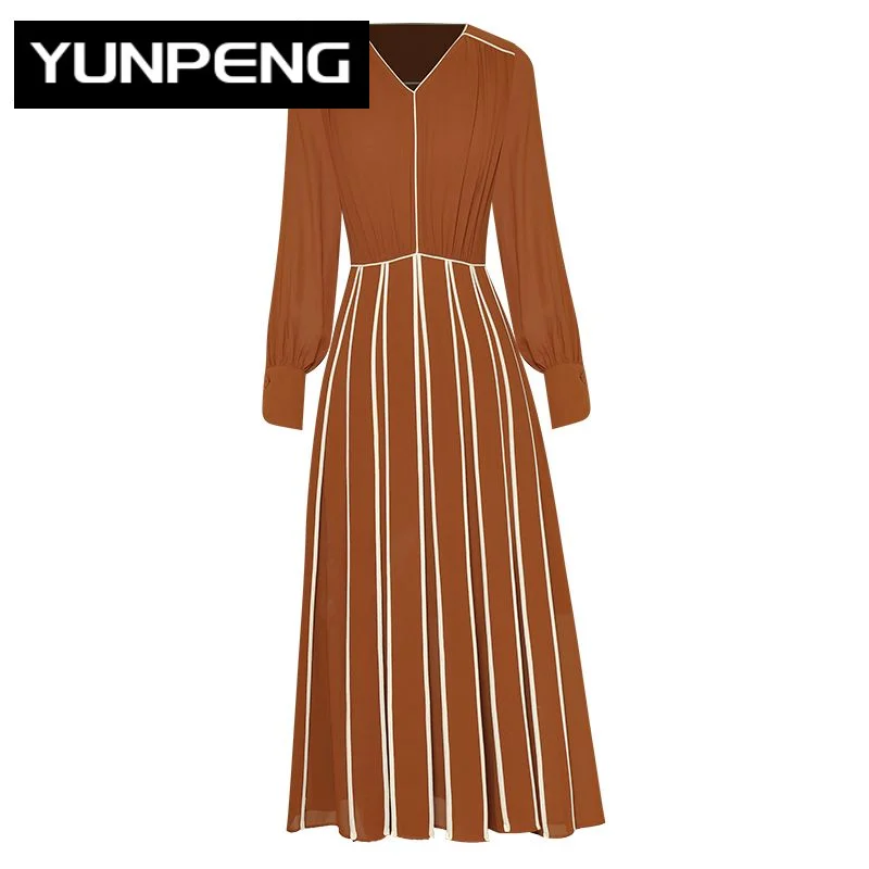 Dresses For Women 2023 Elegant High Quality Luxury Designer Spring V-Neck Long Sleeve Office Lady Contrast Color Pleated Dress
Dresses For Women 2023 Elegant High Quality Luxury Designer Spring V-Neck Long Sleeve Office Lady Contrast Color Pleated Dress