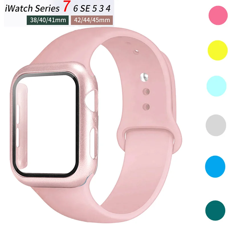 Glass+Case+Strap For Apple Watch band 44mm 40mm 38mm 42mm 40 44 mm Silicone smartwatch watchband bracelet iWatch 3 4 5 6 se band
Glass+Case+Strap For Apple Watch band 44mm 40mm 38mm 42mm 40 44 mm Silicone smartwatch watchband bracelet iWatch 3 4 5 6 se band