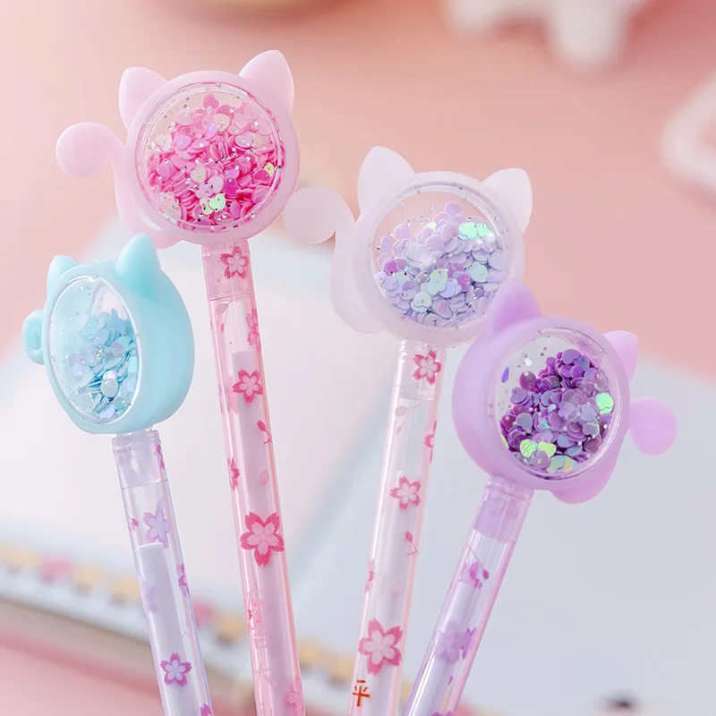 

5Pcs Cute Glitter Cat Tail Neutral Pen Treat Kids Birthday Party Favors Wedding Bridesmaid Guest Gift Girl Pinata Fill Giveaway