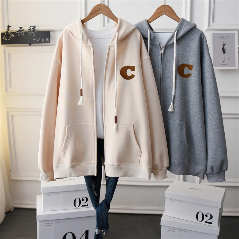 Plus Size Female Loose Zip Up Hooded Jacket Coat 2022 Fashion Simple Zipper Track Jogging Athletic Hoodie Sweatshirt 
Plus Size Female Loose Zip Up Hooded Jacket Coat 2022 Fashion Simple Zipper Track Jogging Athletic Hoodie Sweatshirt