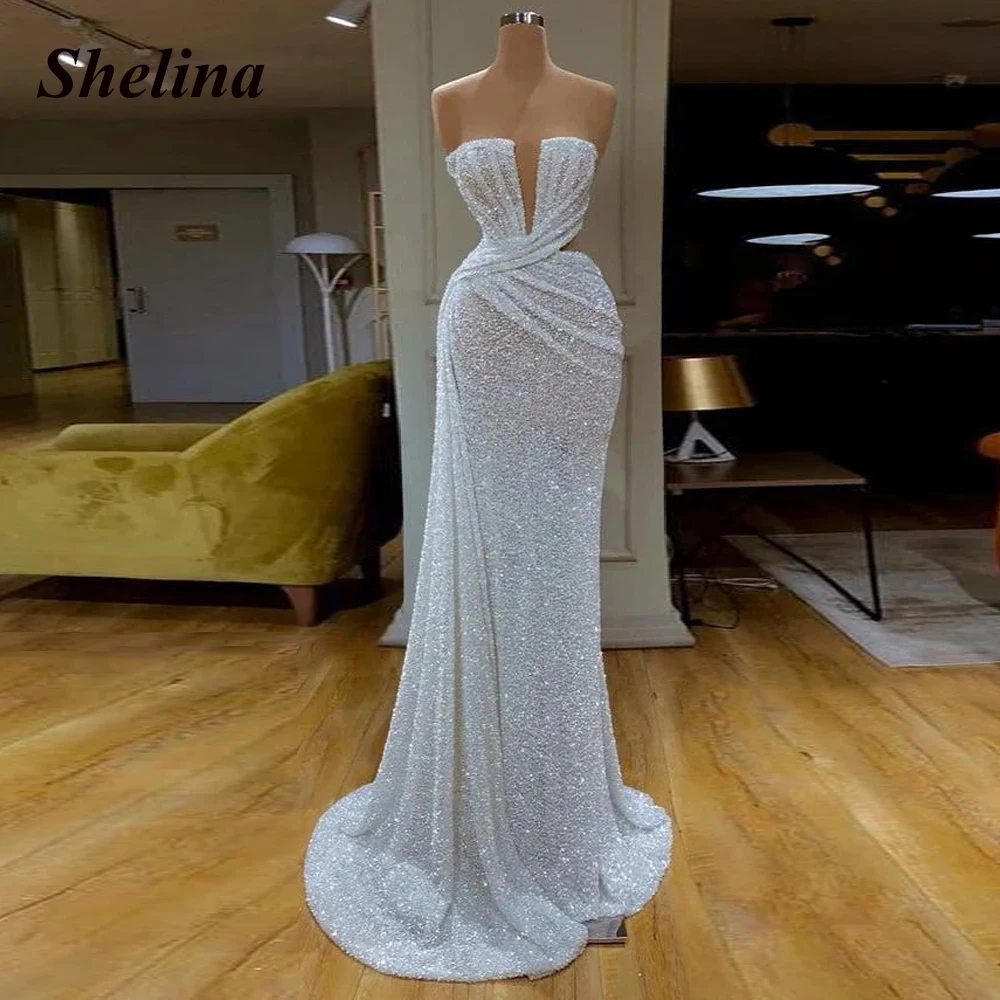 Shelina Luxury Glitter Strapless Trumpet Prom Dresses For Women 2023 Backless Pleat Sleeveless Vestido De Noche Made To Order
Shelina Luxury Glitter Strapless Trumpet Prom Dresses For Women 2023 Backless Pleat Sleeveless Vestido De Noche Made To Order