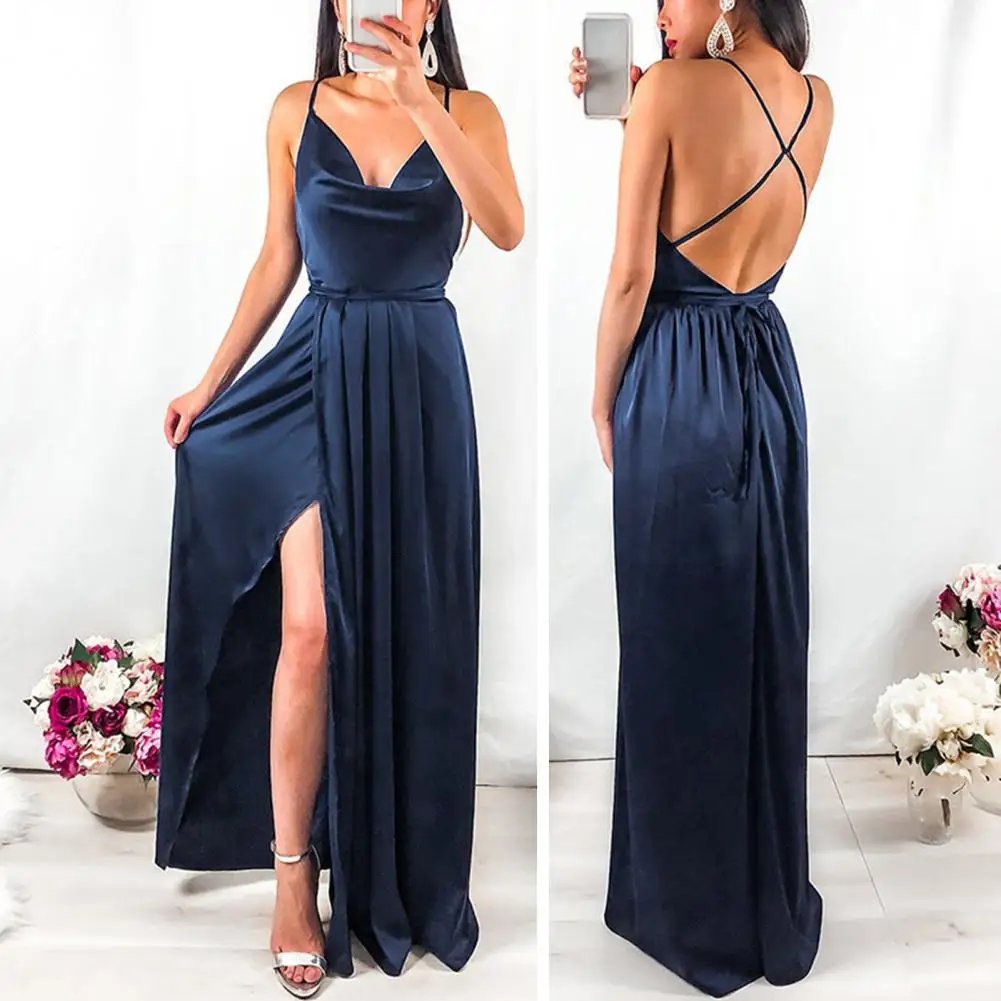 Sexy Deep V-neck Sleeveless Backless Pleated Split Hem Maxi Dress Adjustable Back Straps Sling Gown Dress Female Clothes
Sexy Deep V-neck Sleeveless Backless Pleated Split Hem Maxi Dress Adjustable Back Straps Sling Gown Dress Female Clothes
