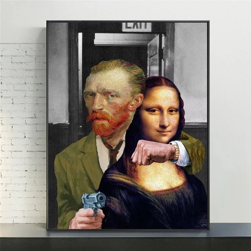 

Картина на холсте, забавное настенное искусство, плакаты Ван Гога и Мона Лизы, абстрактные известные картины маслом для домашнего декора