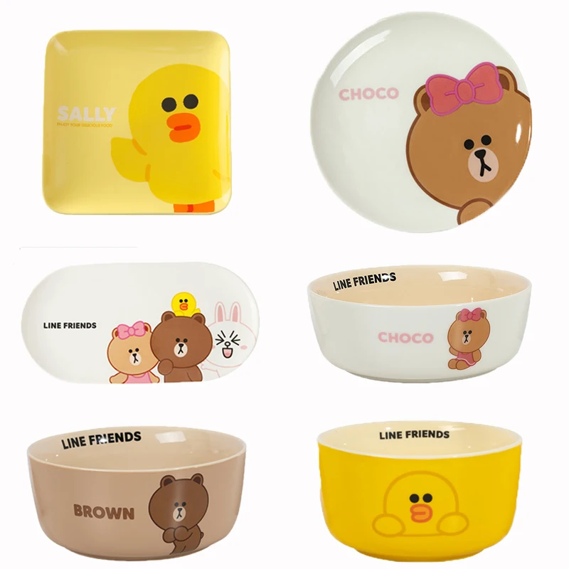 Line Friends Anime Figure Kawaii Cony Sally Brown Bear Ceramic Tableware Rice Bowl Plate Soup Noodle Cute Kids Bowl Plate Set
Line Friends Anime Figure Kawaii Cony Sally Brown Bear Ceramic Tableware Rice Bowl Plate Soup Noodle Cute Kids Bowl Plate Set