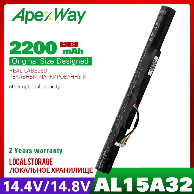 APEXWAY NEW AL15A32 Laptop Battery For Acer Aspire E5-422G 472 E5-473 E5-473G E5-522 522G E5-532T E5-532 E5-553G E5-573G V3-574
APEXWAY NEW AL15A32 Laptop Battery For Acer Aspire E5-422G 472 E5-473 E5-473G E5-522 522G E5-532T E5-532 E5-553G E5-573G V3-574