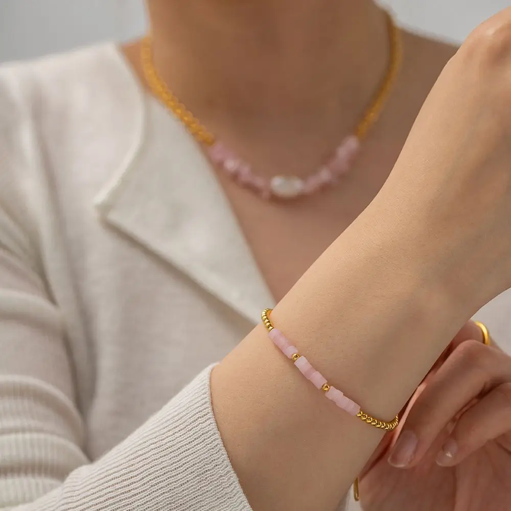 Romantic Crystal Pendant Necklace Bracelet Set For Women Pink Crystal Pendant Necklace Ladies Stainless Steel Beads Bracelet
Romantic Crystal Pendant Necklace Bracelet Set For Women Pink Crystal Pendant Necklace Ladies Stainless Steel Beads Bracelet
