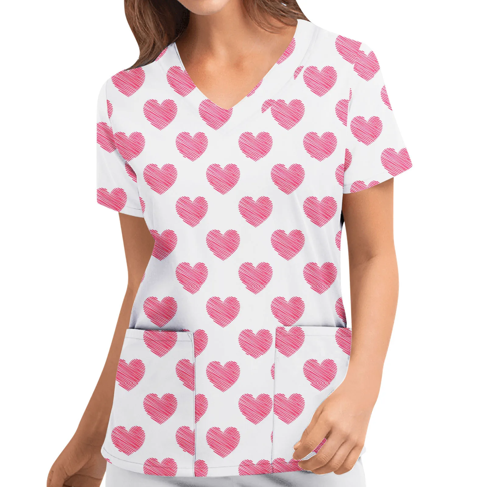 Women Fashion Top Loose Valentine's Day Print Short Sleeve V Neck Top Working Casual Blouse Shirt
Women Fashion Top Loose Valentine's Day Print Short Sleeve V Neck Top Working Casual Blouse Shirt