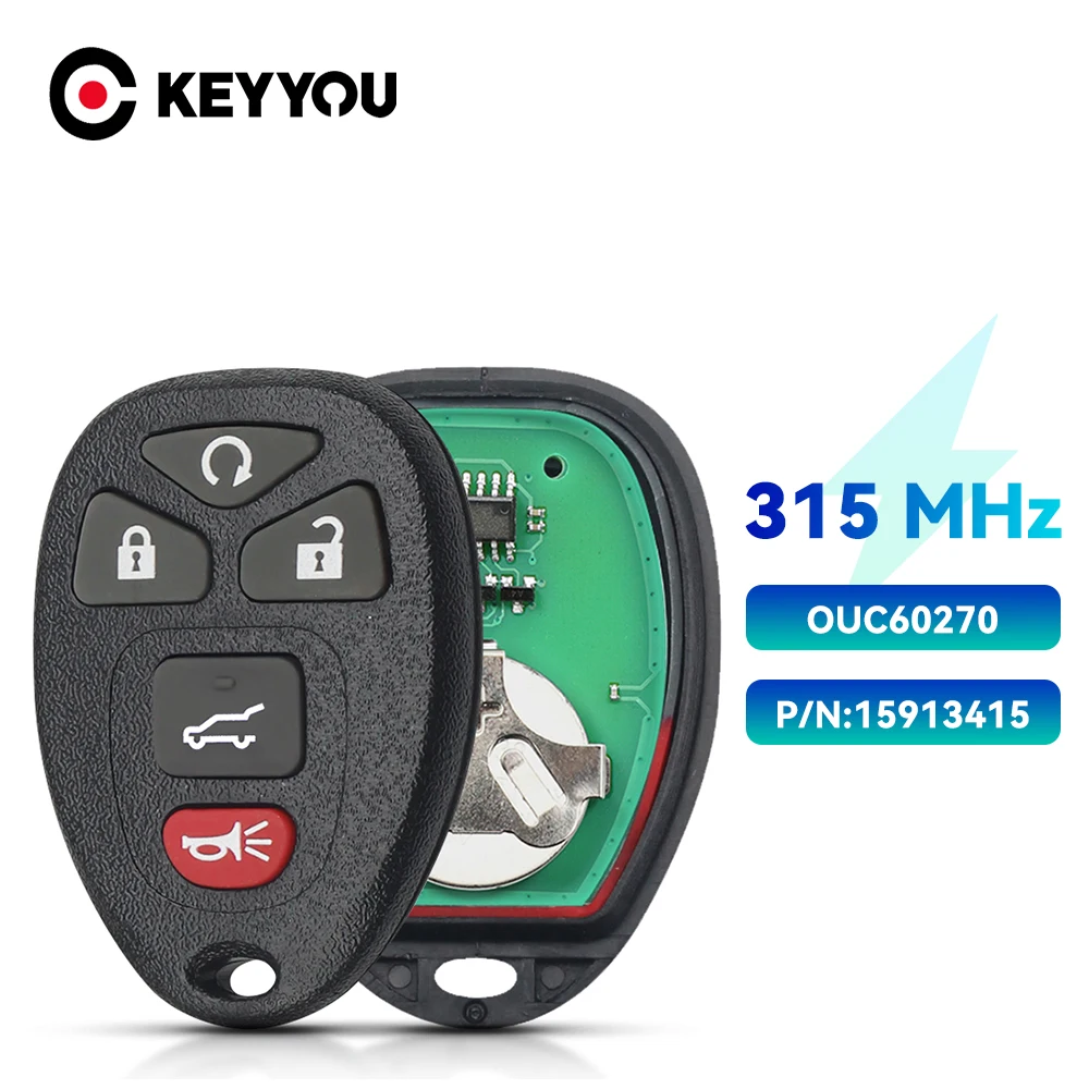 KEYYOU 5 кнопок 315 МГц дистанционный ключ KOBGT04A для Buick Chevrolet Tahoe подачи GMC 2007 2008 2009 2010 2011 2012 2013 OUC60270
KEYYOU 5 кнопок 315 МГц дистанционный ключ KOBGT04A для Buick Chevrolet Tahoe подачи GMC 2007 2008 2009 2010 2011 2012 2013 OUC60270