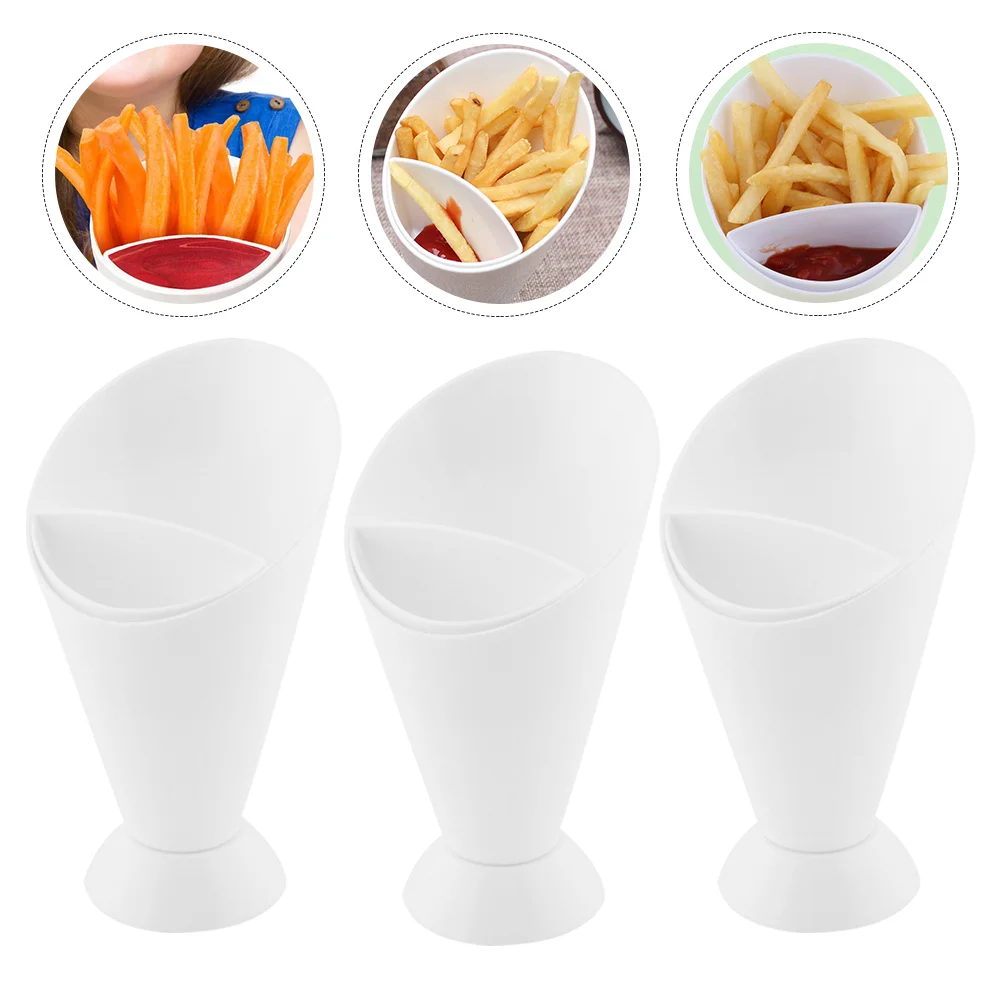 

6 Pcs French Fry Cone Dipping Cups Plastic Serving Tray Container Stand Compartment Dessert Trays Basket Fries Holder