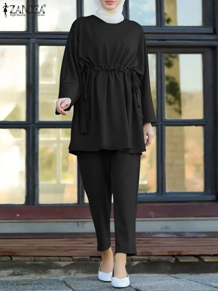 2022 Fashion Muslim Matching Sets Women Casual Long Sleeve Drawstring Islamic Clothing Pant Sets ZANZEA Dubai Turkey Tracksuits
2022 Fashion Muslim Matching Sets Women Casual Long Sleeve Drawstring Islamic Clothing Pant Sets ZANZEA Dubai Turkey Tracksuits