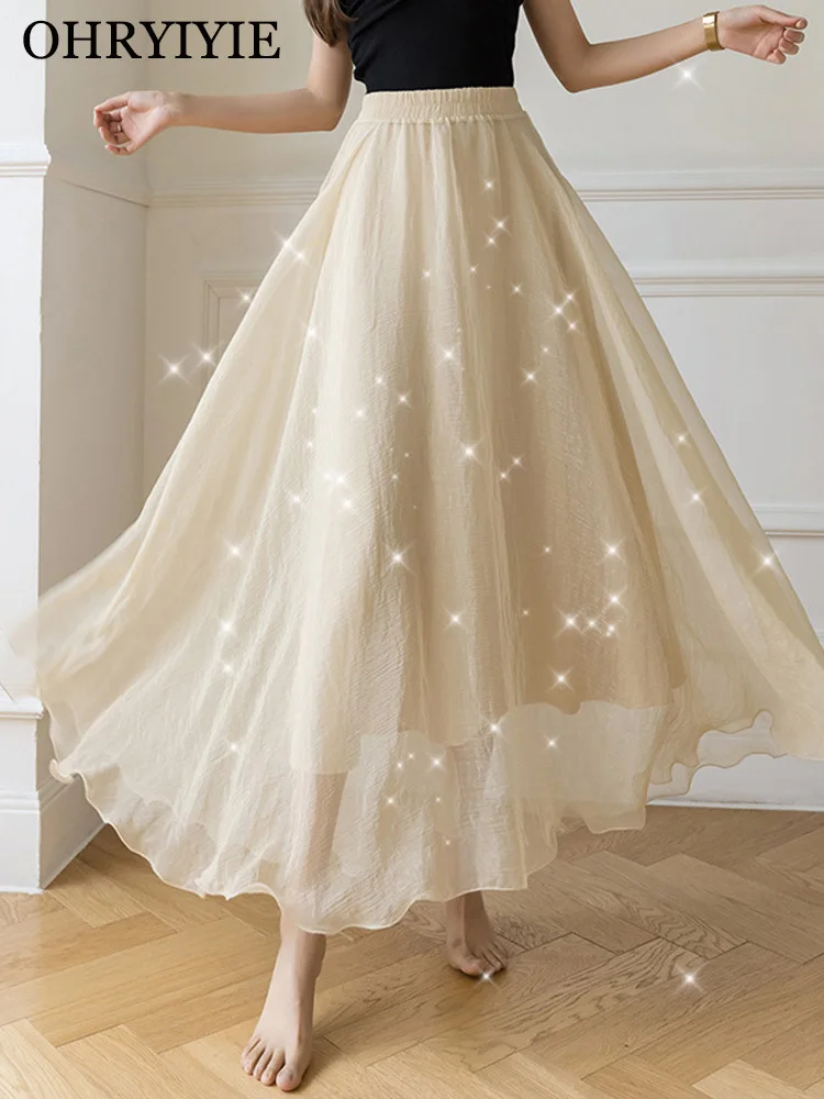OHRYIYIE Gold White Spring Summer High Waist Beach Skirt Women 2021 Sweet Solid Color All-Match A-line Skirt Female Jupe Longue
OHRYIYIE Gold White Spring Summer High Waist Beach Skirt Women 2021 Sweet Solid Color All-Match A-line Skirt Female Jupe Longue
