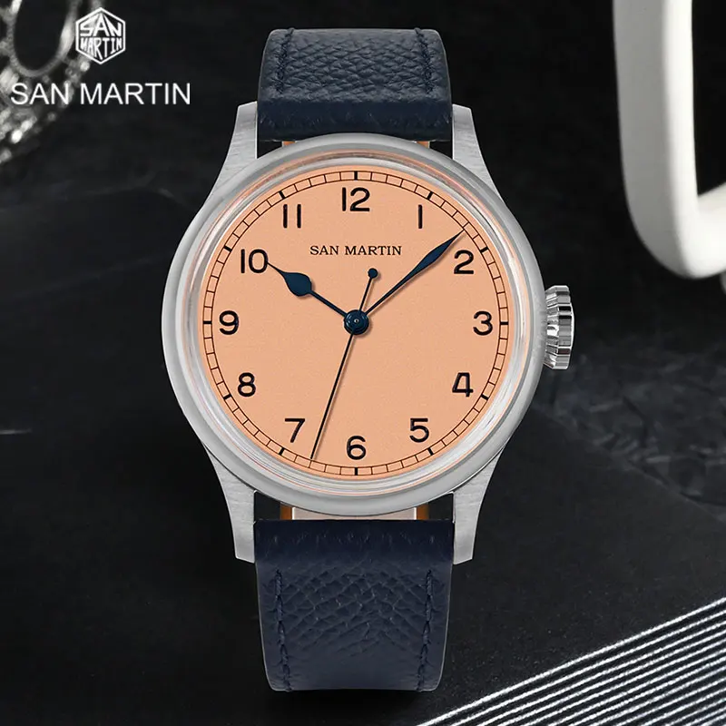 San Martin 38.5mm Luxury Men Mechanical Watch NH35 Vintage Pilot Simple Fashion Wristwatch Baked Varnish Blue Hands 10 Bar Clock
San Martin 38.5mm Luxury Men Mechanical Watch NH35 Vintage Pilot Simple Fashion Wristwatch Baked Varnish Blue Hands 10 Bar Clock