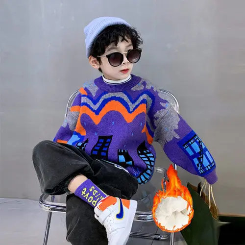 Autumn Winter Kids Boys Thick Warm Knitted O-neck Solid Color Top Pullover Children Clothing Fashion Printing Fluff Sweaters X44
Autumn Winter Kids Boys Thick Warm Knitted O-neck Solid Color Top Pullover Children Clothing Fashion Printing Fluff Sweaters X44