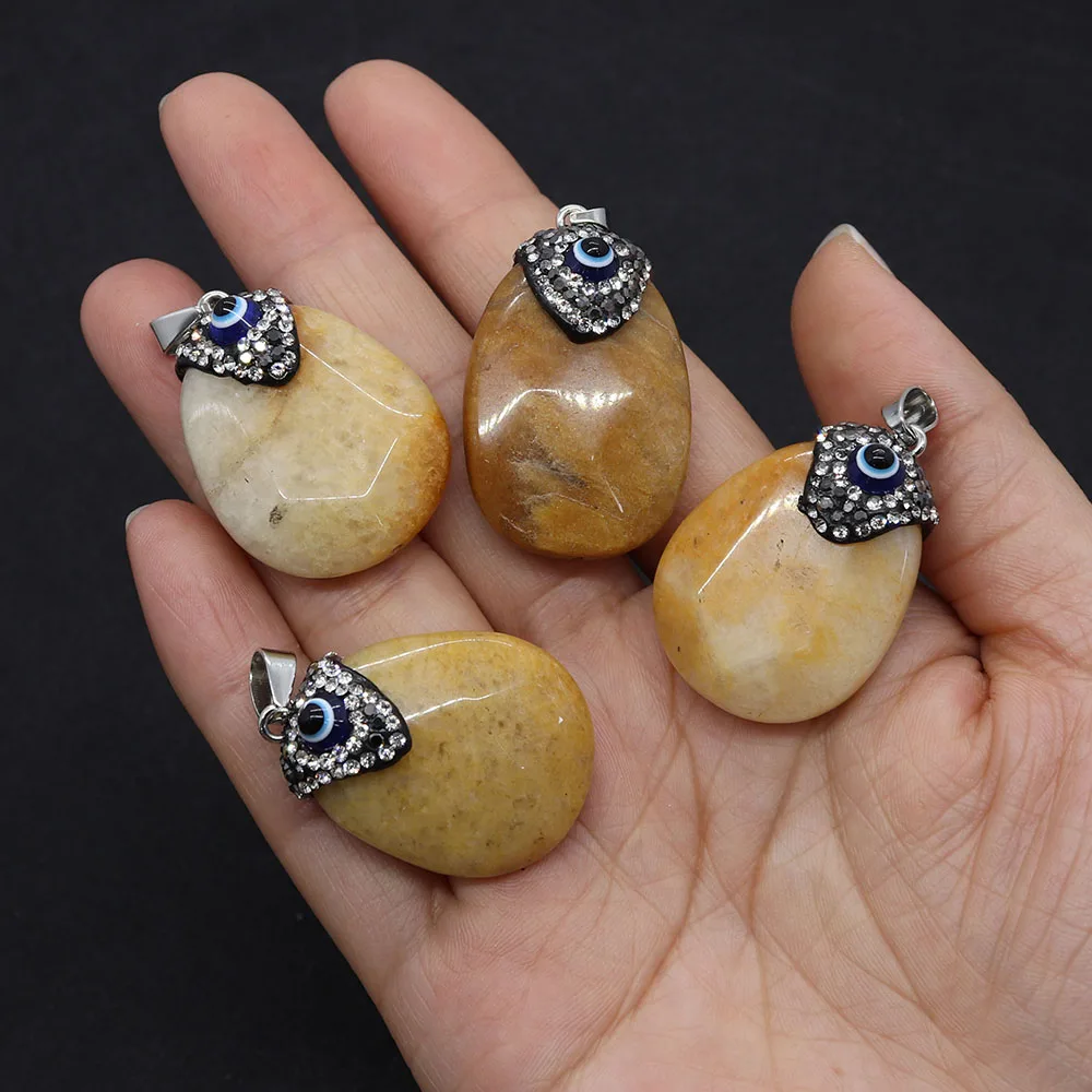 Natural Stone Dan-shaped Agate Inlaid Rhinestone Eye Beads Pendant Fashion Exquisite Necklace Bracelet Accessories Topaz 25x35mm
Natural Stone Dan-shaped Agate Inlaid Rhinestone Eye Beads Pendant Fashion Exquisite Necklace Bracelet Accessories Topaz 25x35mm
