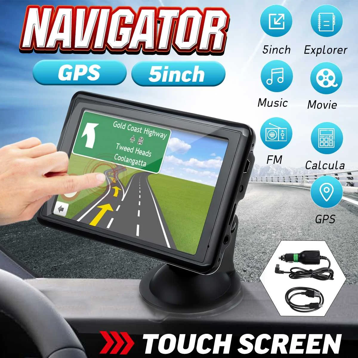 Hcalory GPS 5 inch HD Touch Screen Portable GPS Navigation 4GB+128GB ade Gps Navi Navigation Device Global/Australia Map
Hcalory GPS 5 inch HD Touch Screen Portable GPS Navigation 4GB+128GB ade Gps Navi Navigation Device Global/Australia Map