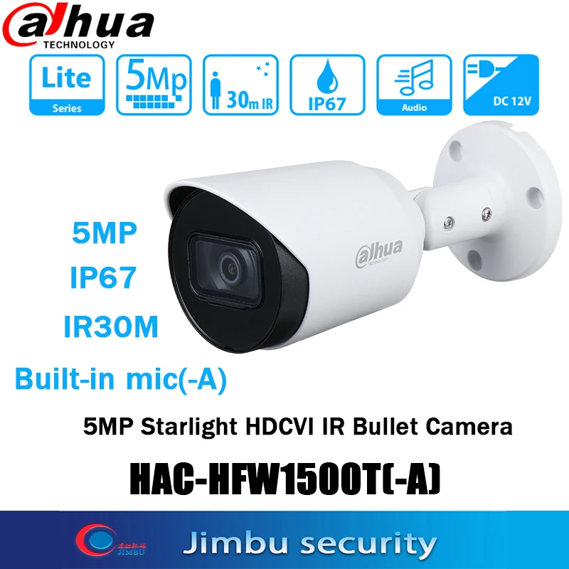 Dahua 5MP HDCVI Camera HAC-HFW1500T-A starlight IR 30m IP67 Встроенный микрофон (-A) Водонепроницаемая CCTV