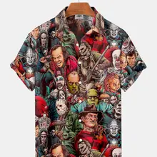 2023 Summer New Mens Shirt 3D Printed Horror Pattern Hawaiian Fashion Designer Mens Horror Shirts Movie Print 3XL Tops