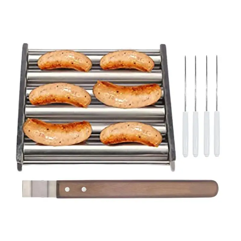 Sausage Roller Hot Dog Roller Stainless Steel Sausage Roller Rack With Extra Long Wood Handle New BBQ Tools 6 Section Brat Gril
Sausage Roller Hot Dog Roller Stainless Steel Sausage Roller Rack With Extra Long Wood Handle New BBQ Tools 6 Section Brat Gril