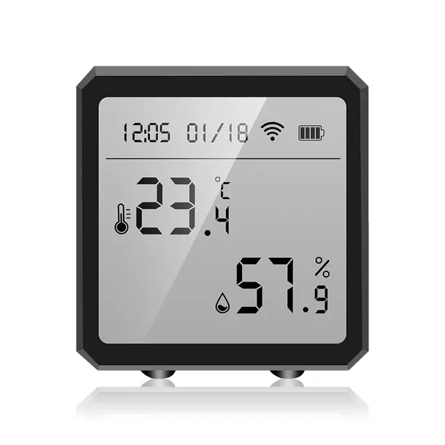WIFI Temperature Sensor Humidity Indoor Hygrometer Thermometer With LCD Display Support Alexa Google Assistant 
WIFI Temperature Sensor Humidity Indoor Hygrometer Thermometer With LCD Display Support Alexa Google Assistant