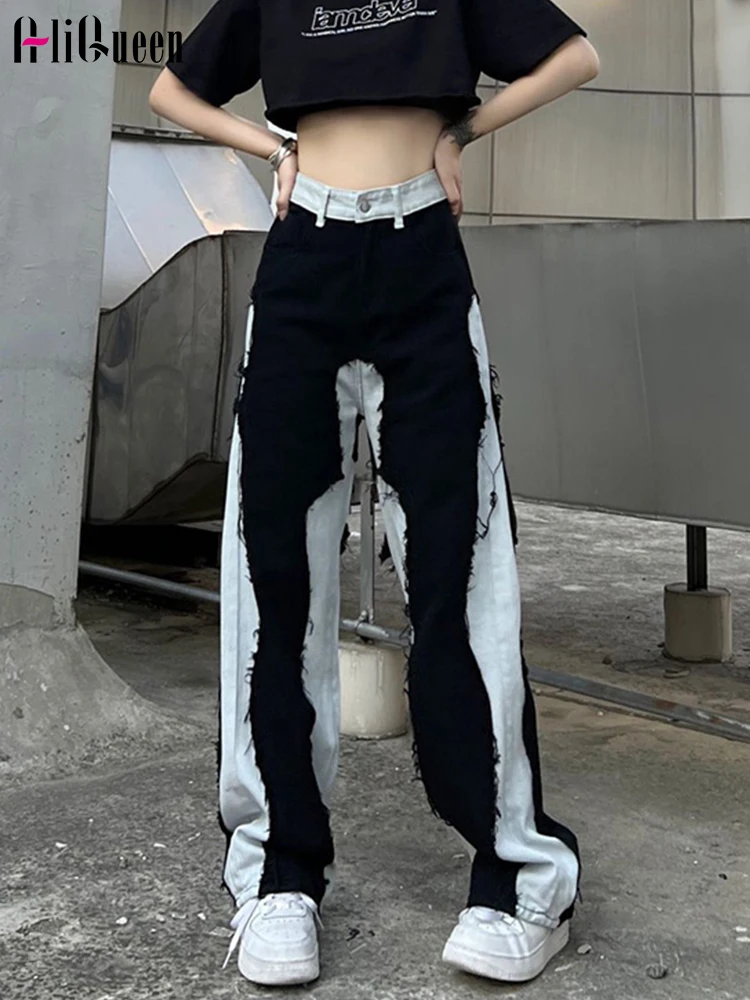 Harajuku Women Patchwork Wide Leg Baggy Denim Pants Contrast Streetwear High Waist Straight Pants Full Length Slouchy Jeans
Harajuku Women Patchwork Wide Leg Baggy Denim Pants Contrast Streetwear High Waist Straight Pants Full Length Slouchy Jeans
