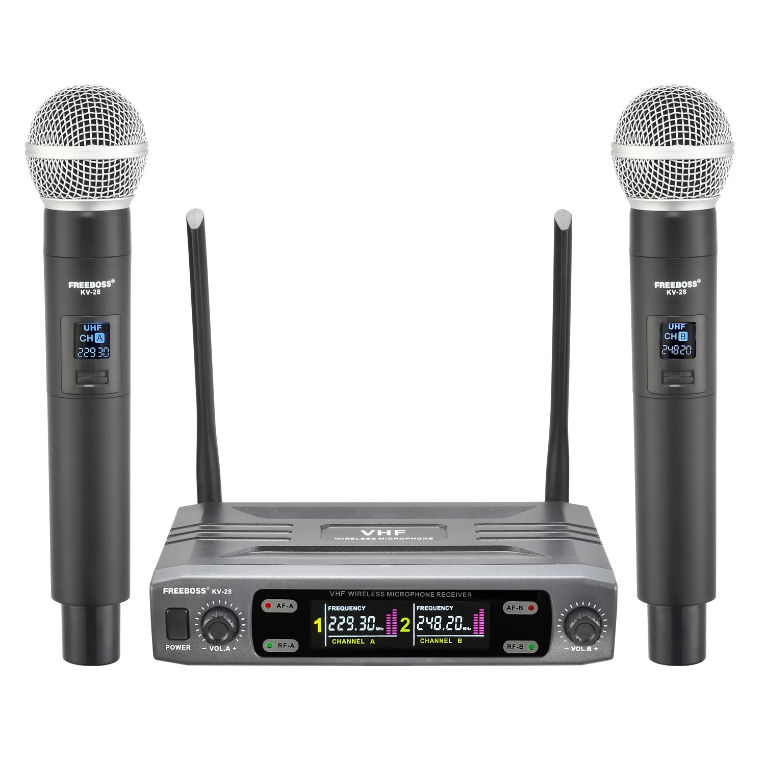 FREEBOSS Fixed Frequency Wireless Microphone 2 Handheld Professional VHF Dynamic Mic System for Pro Karaoke Party Singing KV-28
FREEBOSS Fixed Frequency Wireless Microphone 2 Handheld Professional VHF Dynamic Mic System for Pro Karaoke Party Singing KV-28
