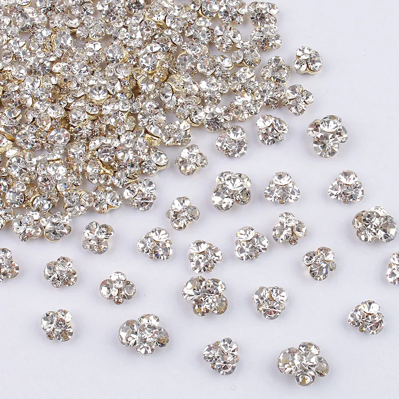 

10pcs 3D Sparkle Nail Art Rhinestones Luxury White Crystal Diamonds Gem Pile Drills Nail Art Decorations DIY Nail Jewelry