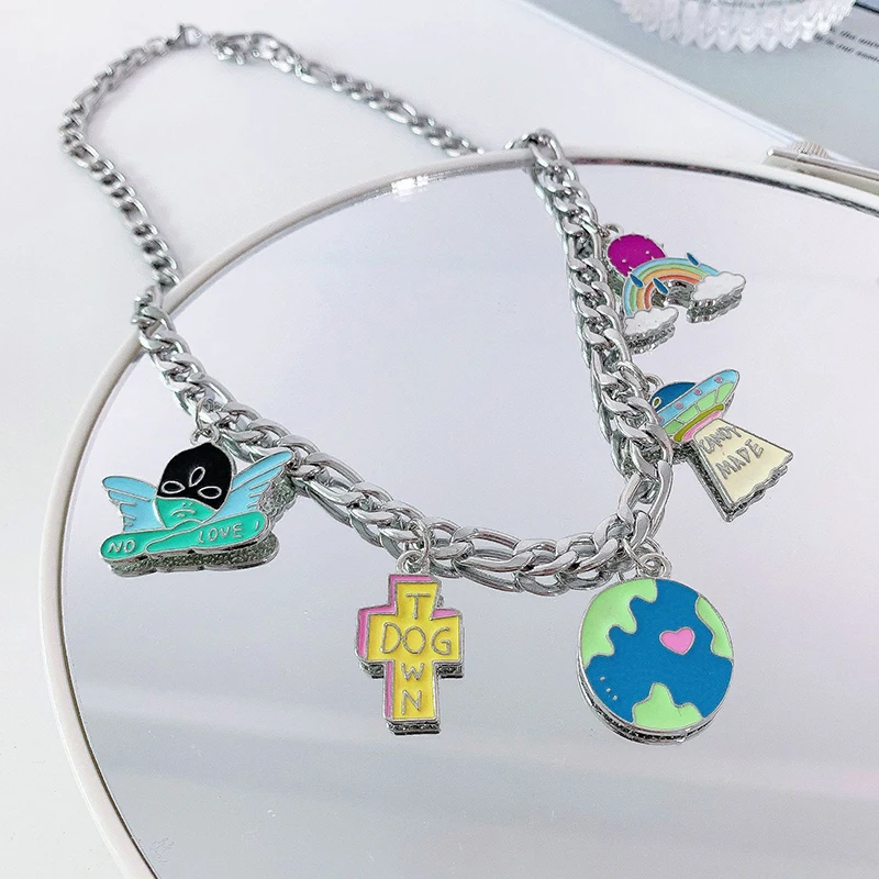 Stainless Steel Pendant Necklace For Men Women Earth Angel Alien Flying Saucer Chain Jewelry Neck 2023 New Streetwear
Stainless Steel Pendant Necklace For Men Women Earth Angel Alien Flying Saucer Chain Jewelry Neck 2023 New Streetwear