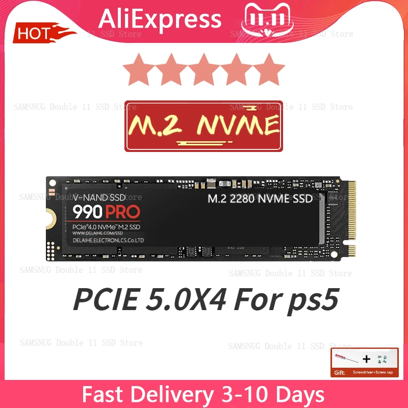 8TB Original M2 SAM SSD high speed 4TB 2TB 1TB 990PRO SSD Internal Solid State Disk PCIe Gen5.0 X 4 NVMe for PS5 PS4 PC Laptop
8TB Original M2 SAM SSD high speed 4TB 2TB 1TB 990PRO SSD Internal Solid State Disk PCIe Gen5.0 X 4 NVMe for PS5 PS4 PC Laptop