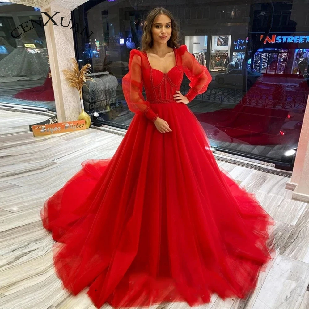 Cenxuan Tulle Sweetheart Beading Full Sleeve Backless Lace Up Pleat Evening Dresses For Wedding Personalised Vestido De Fiesta
Cenxuan Tulle Sweetheart Beading Full Sleeve Backless Lace Up Pleat Evening Dresses For Wedding Personalised Vestido De Fiesta