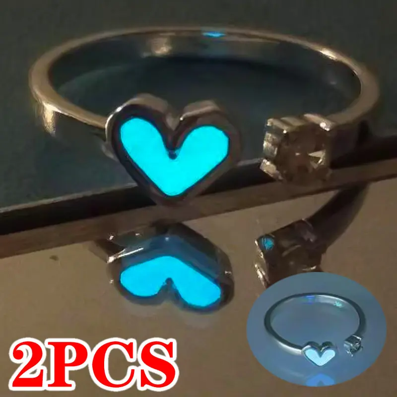 Trend Blue Love Heart Luminous Couple Rings for Women Men Retro Glow In Dark Silver Color Adjustable Finger Rings Couples Gifts
Trend Blue Love Heart Luminous Couple Rings for Women Men Retro Glow In Dark Silver Color Adjustable Finger Rings Couples Gifts