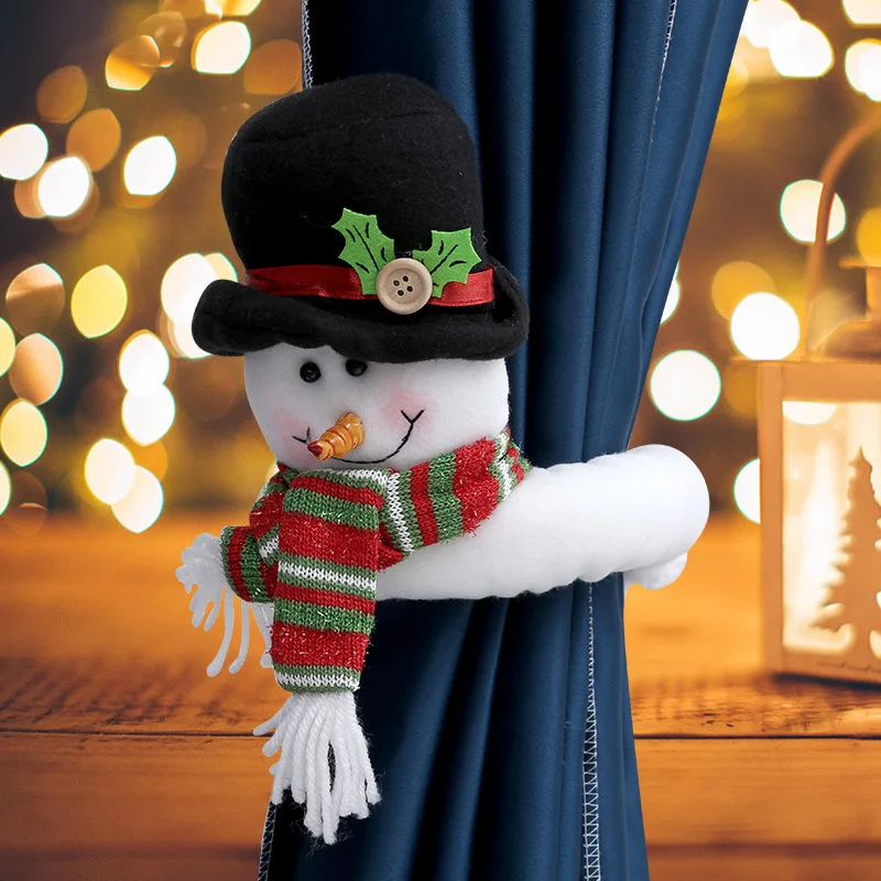 

Christmas curtain buckle Xmas tree hug toys cartoon reindeer lovely Santa clause sweet snowman doll festival window home decor