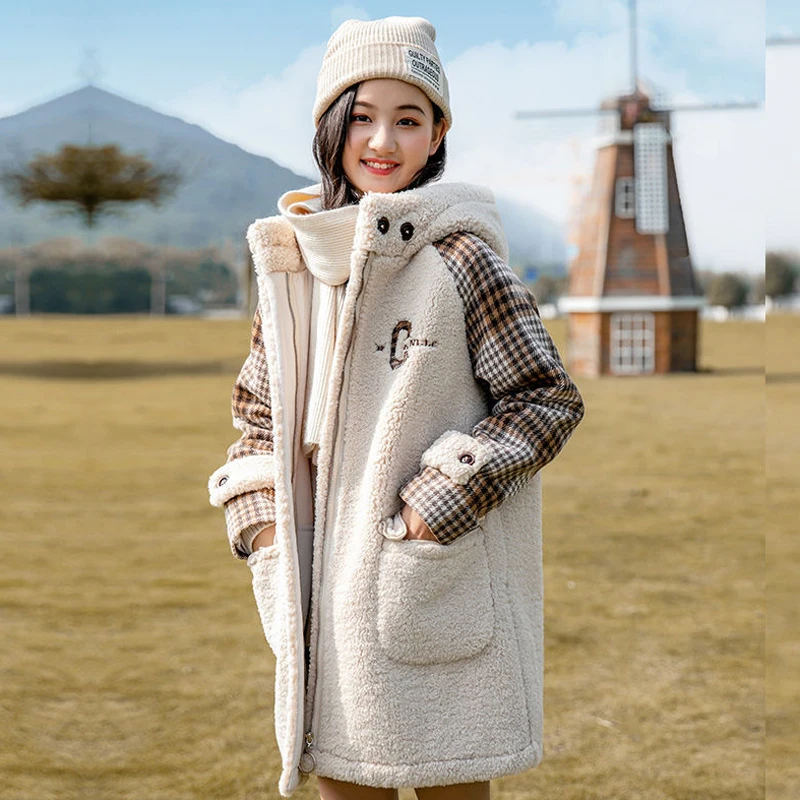 

Winter Warm Fur Long Coats Women Loose Casual Elegant Wool Coats Solid Lady Jacket Korea Fashion Long Sleeves Over Wear New 2022