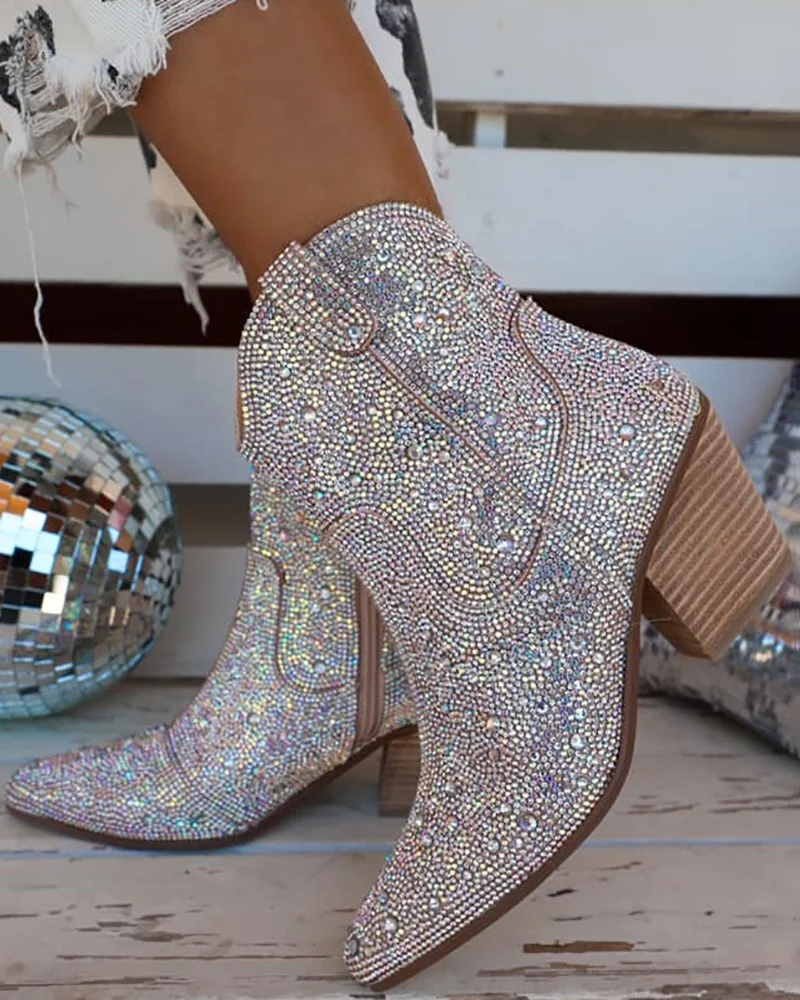 2023 New Shine Ankle Boots Fashion Diamond Pointed Toe Chelsea Boots Women's Western Cowboy Boots 
2023 New Shine Ankle Boots Fashion Diamond Pointed Toe Chelsea Boots Women's Western Cowboy Boots