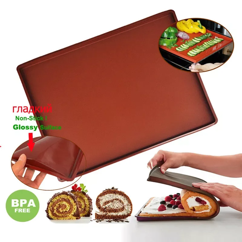 Non-stick Baking Mat Silicone Cake Roll Pad Molds Baking Pastry Tools Macaron Swiss Roll Mat Oven Bakeware Tray Kitchen Acces
Non-stick Baking Mat Silicone Cake Roll Pad Molds Baking Pastry Tools Macaron Swiss Roll Mat Oven Bakeware Tray Kitchen Acces