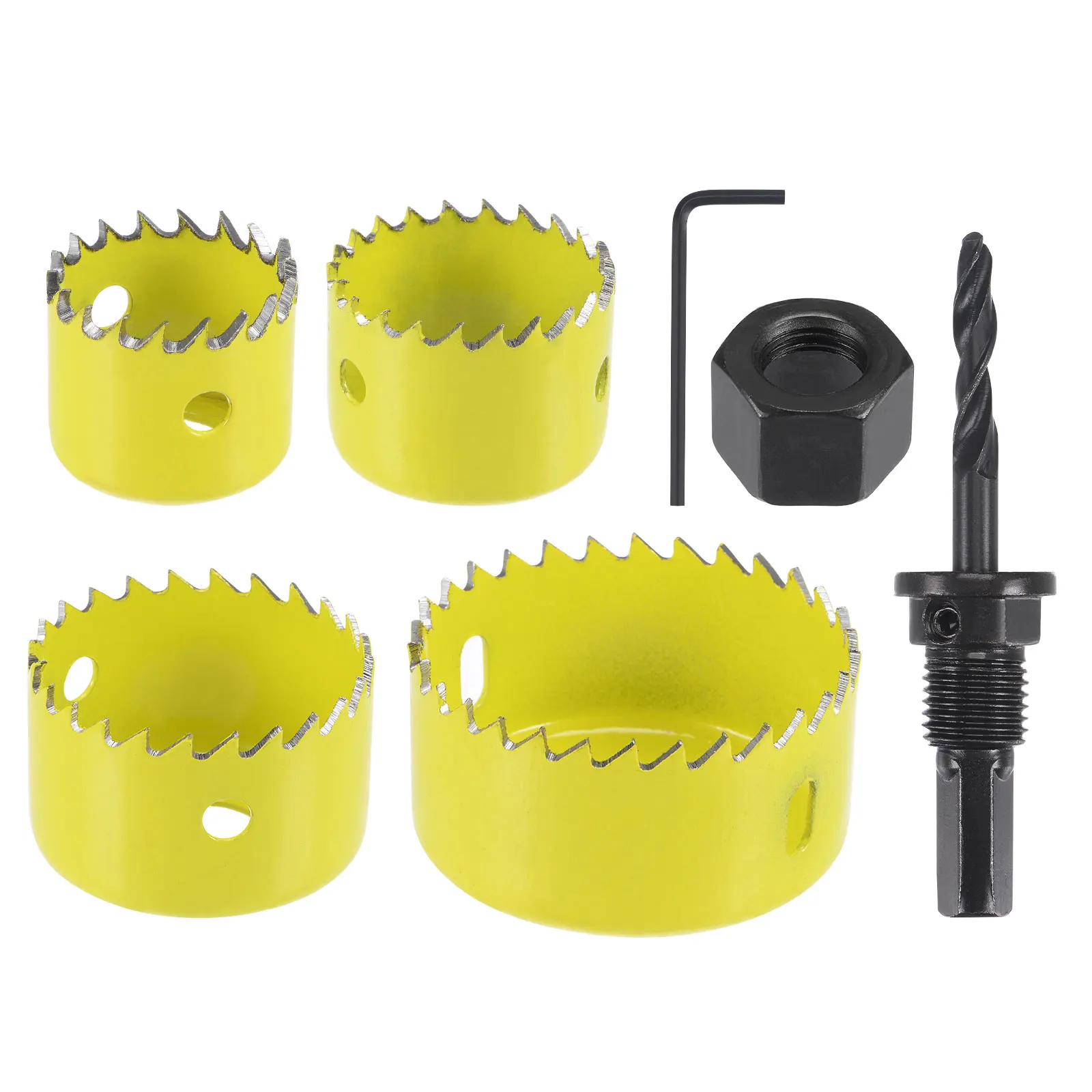 Uxcell Bi-Metal Hole Saw Set, 1-1/4" (32mm) 1-1/2" (38mm) 1-3/4" (44mm) 2-1/8" (54mm) HSS(High Speed Steel) Yellow 4pcs
Uxcell Bi-Metal Hole Saw Set, 1-1/4" (32mm) 1-1/2" (38mm) 1-3/4" (44mm) 2-1/8" (54mm) HSS(High Speed Steel) Yellow 4pcs