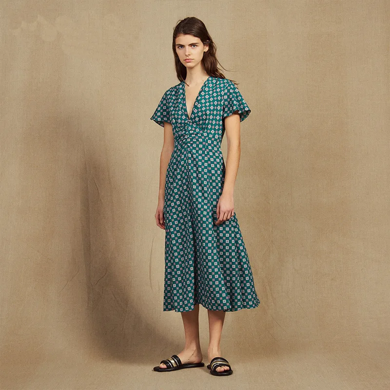 Fashion Dress for Women Sandro Woman Dress Print Vintage Spring Summer Dress Deep V-neck Casual Women Dresses for Women Sandro
Fashion Dress for Women Sandro Woman Dress Print Vintage Spring Summer Dress Deep V-neck Casual Women Dresses for Women Sandro