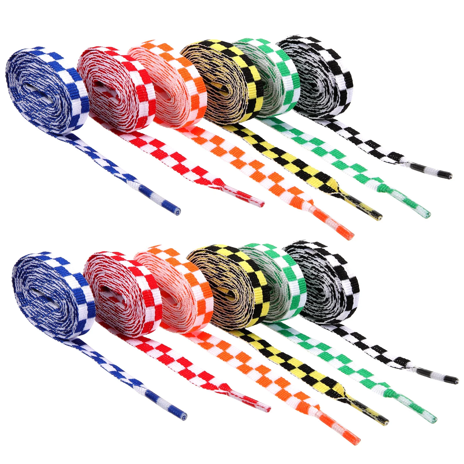 

12 Pairs Shoelace Circular Shoelaces Sneakers Double Layer Flat Polyester Women High Density Shoestring